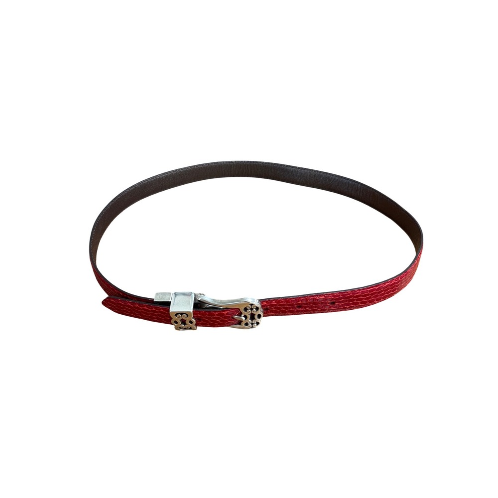 Brighton Womens Reversible Red Snakeskin Brown Leather Belt Size 32 840517